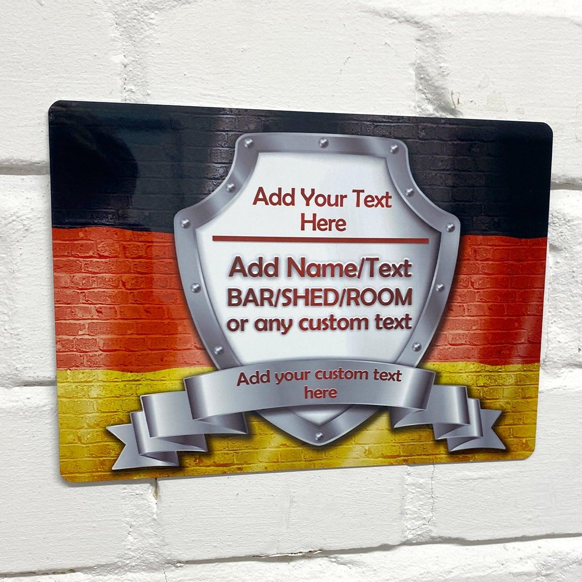 Personalised Bar Sign - Germany German Flag Printed Metal Sign Bar Add Name - shopquality4u