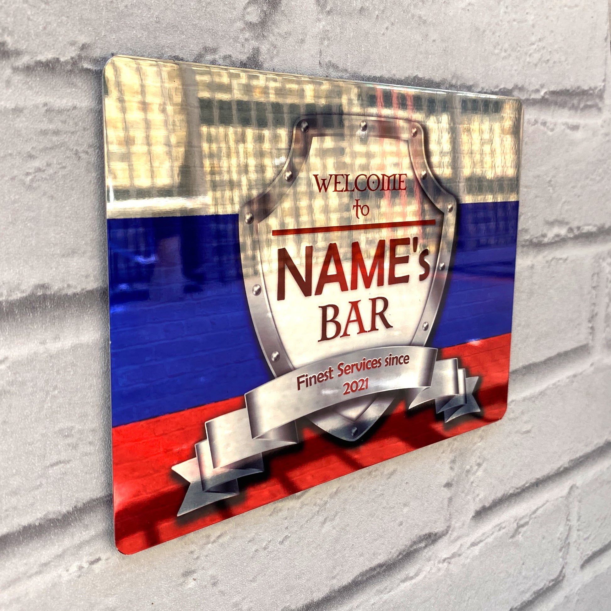 Personalised - Russia Russian Flag Metal Mirror Sign 