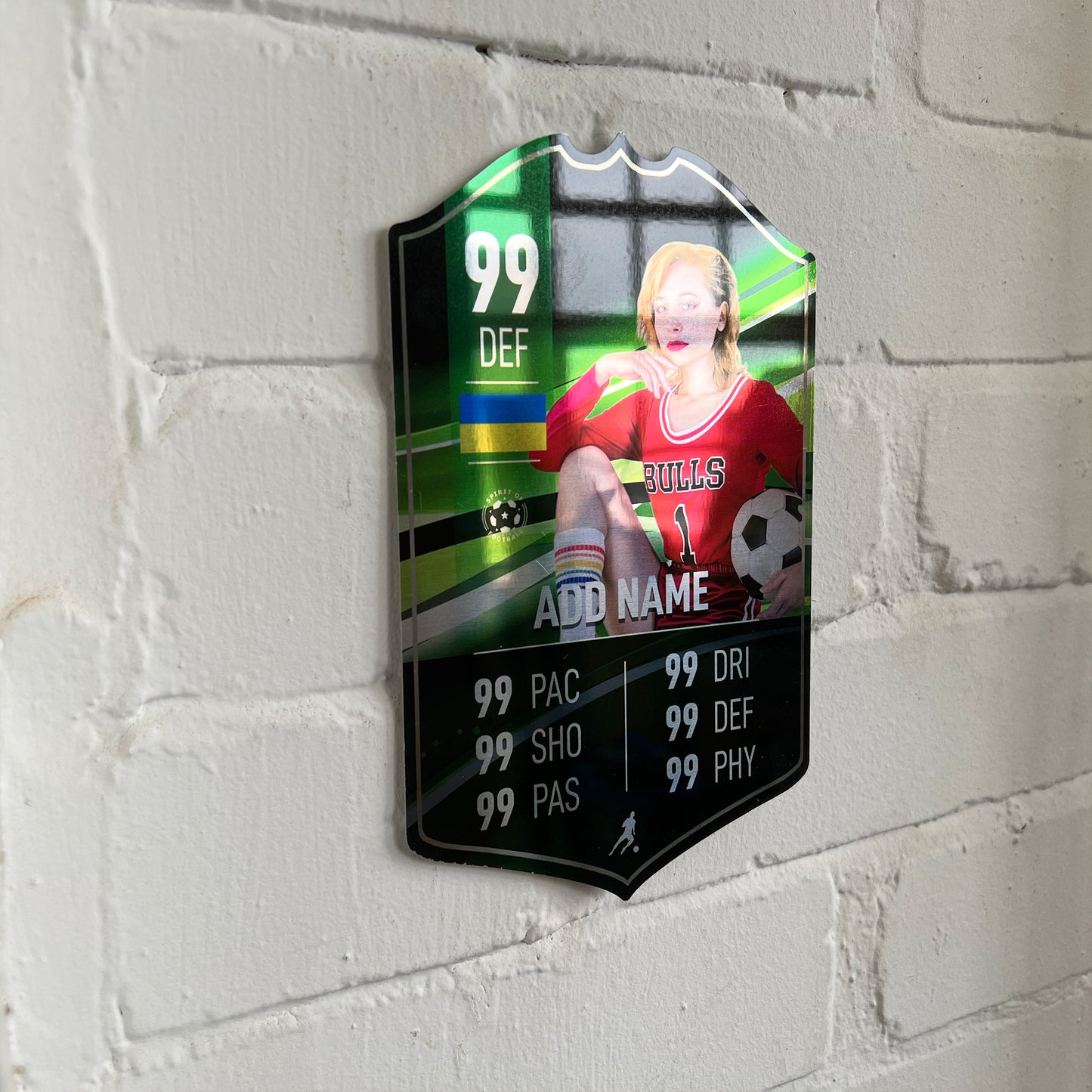 Green Mirror Football Card Player Stats Shield