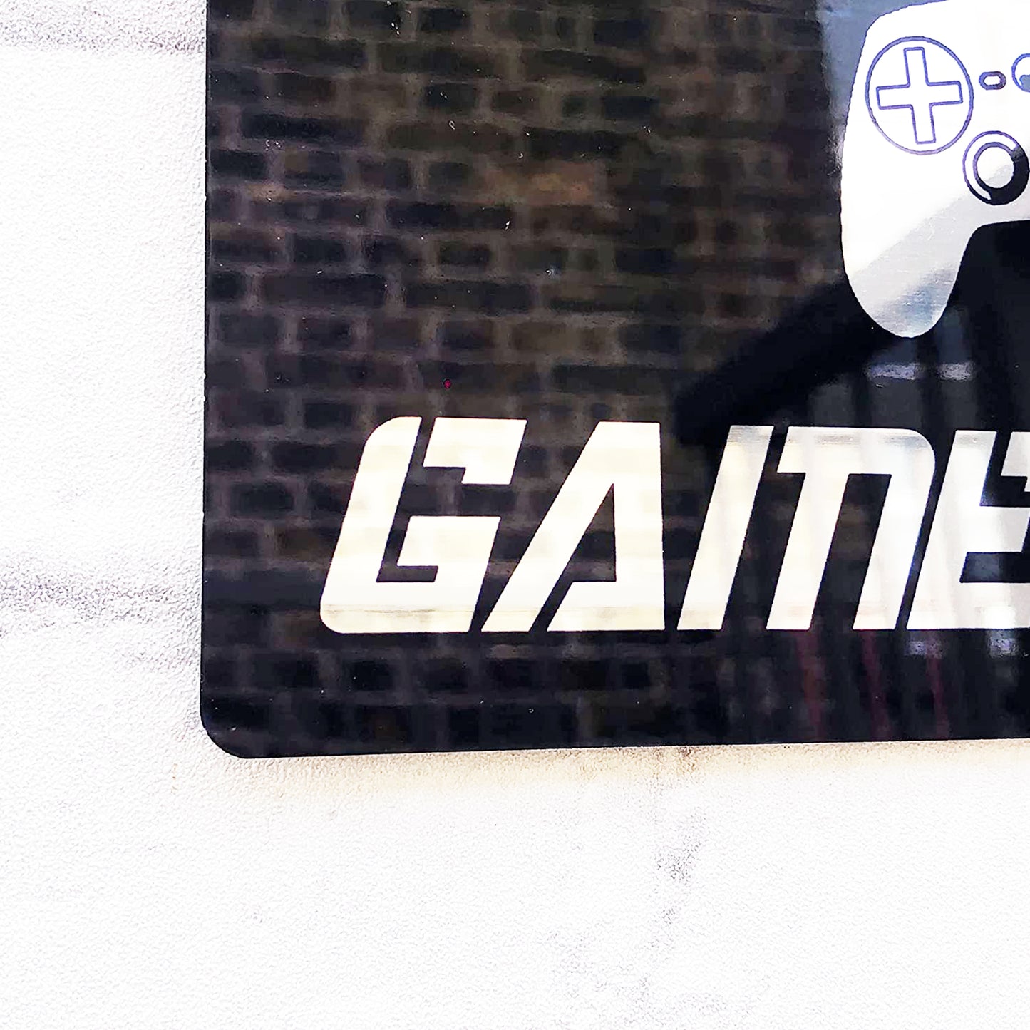 Plaque de Gamer Miroir en Métal Personnalisée - Game Zone Noir