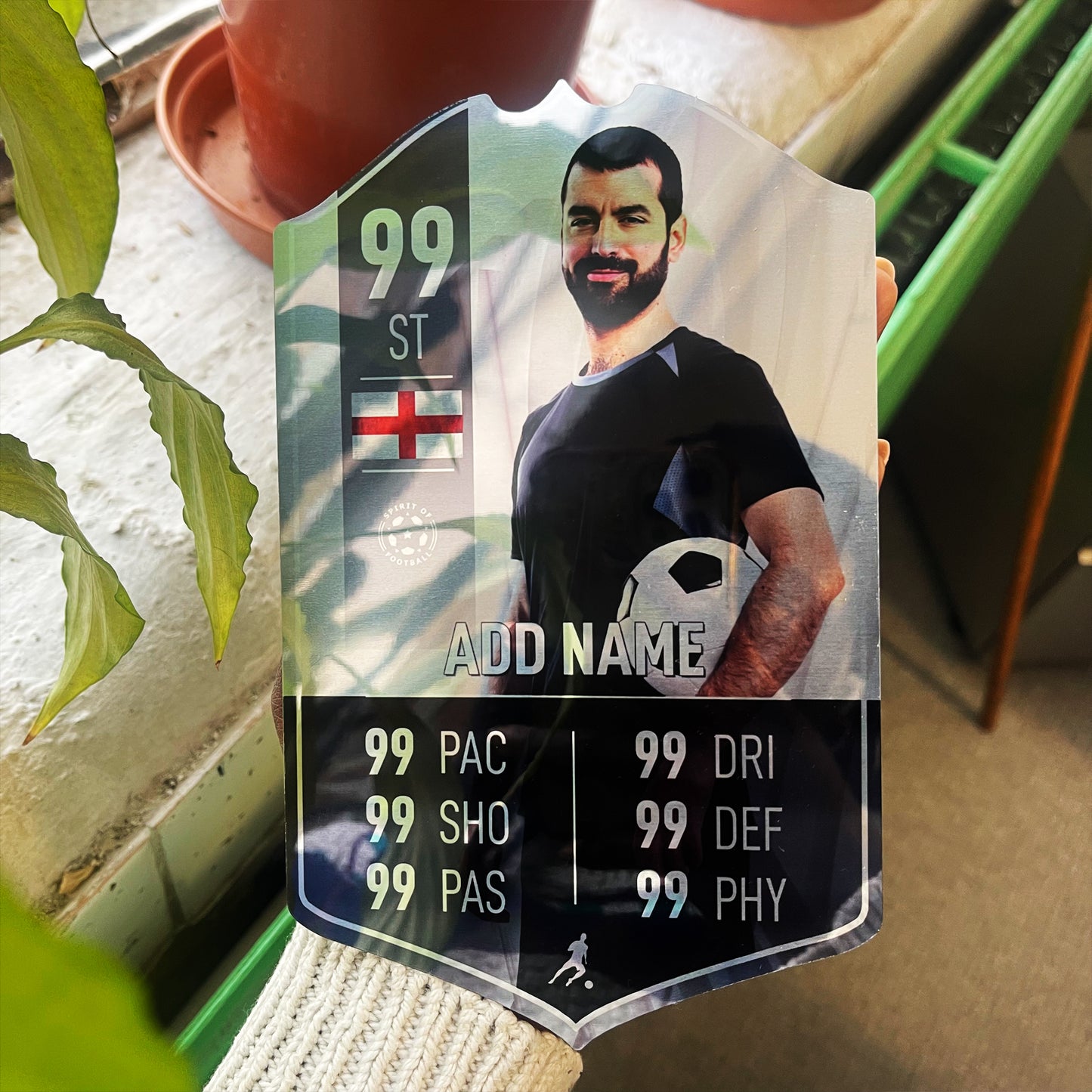 White Mirror Football Card Player Stats Shield