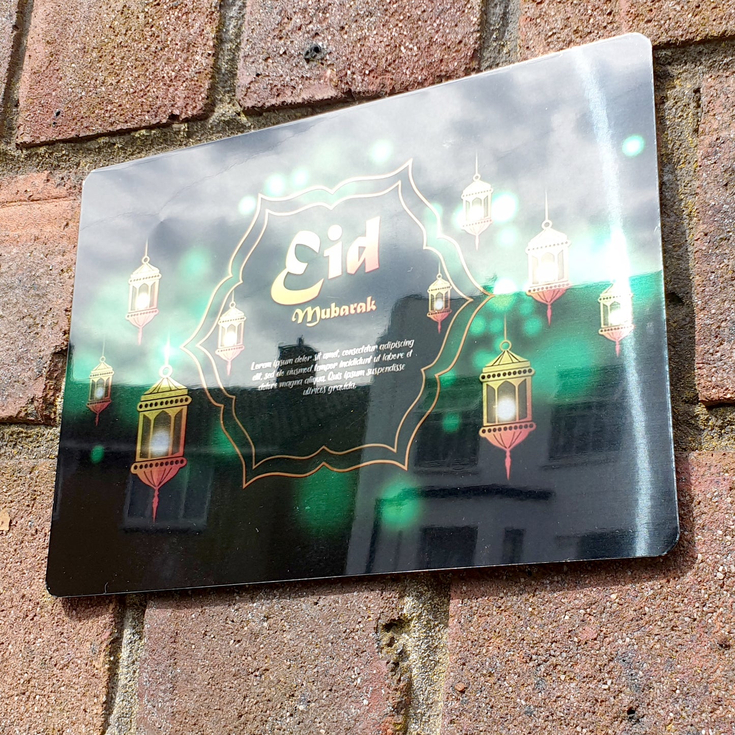 Panneau métallique miroir personnalisé Eid Mubarak - Ajoutez votre texte personnalisé