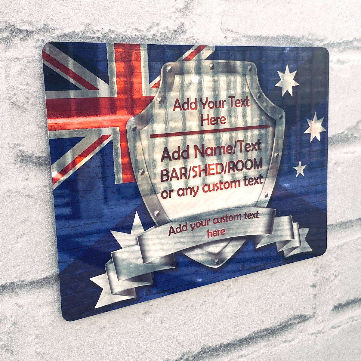 Schild mit australischer Flagge, hochglanzpoliert