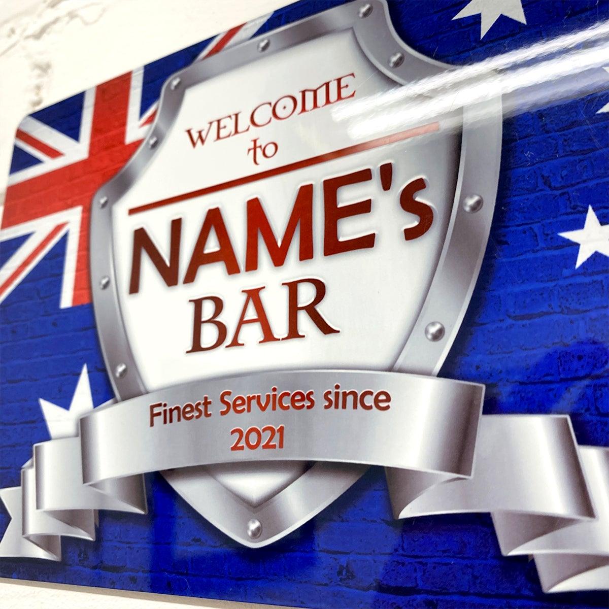 Personalised Bar Sign - Australia Australian Flag Printed Metal Sign Bar Add Name - shopquality4u