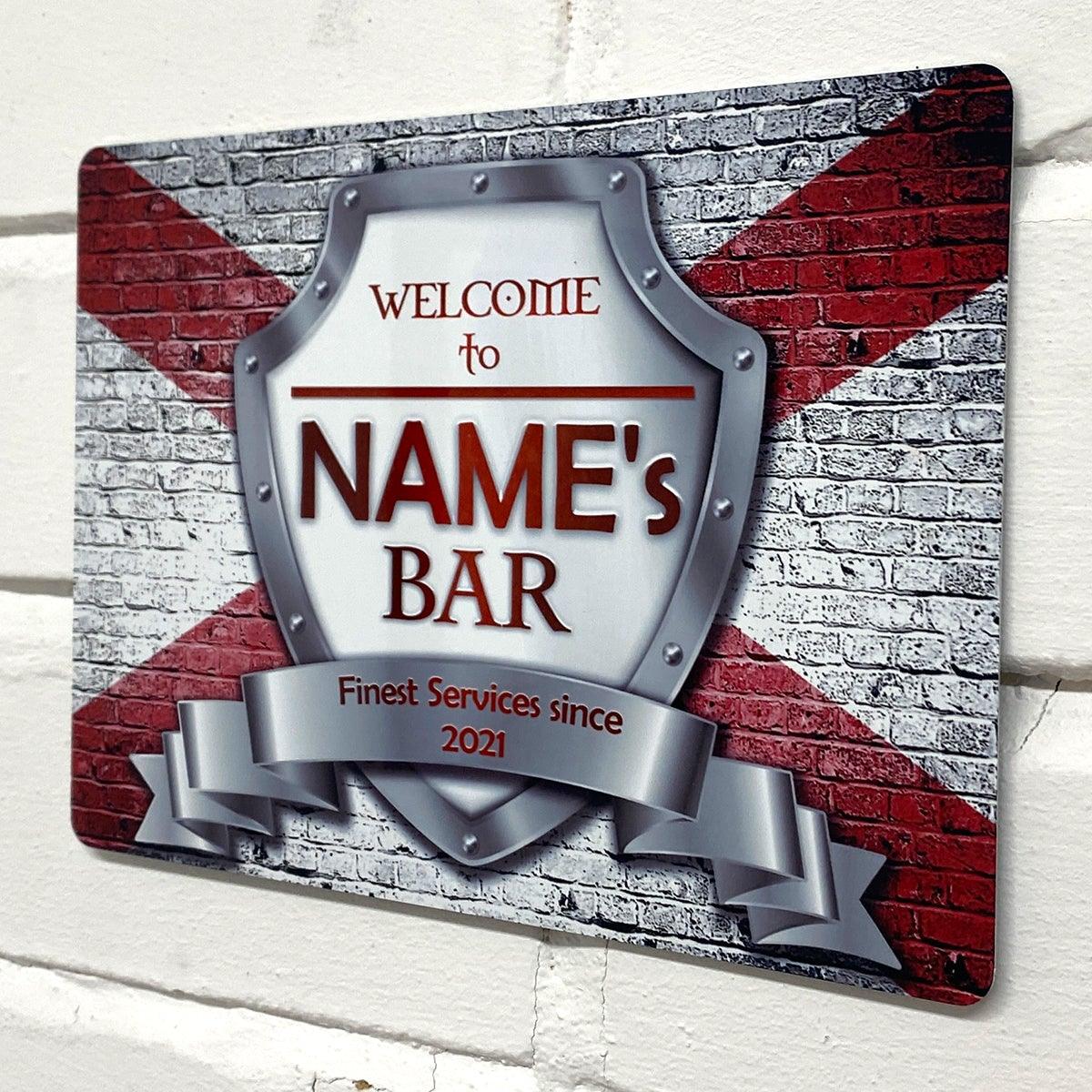 Personalised Bar Sign - Northern Ireland Northern Irish Flag Printed Metal Sign Bar Add Name - shopquality4u