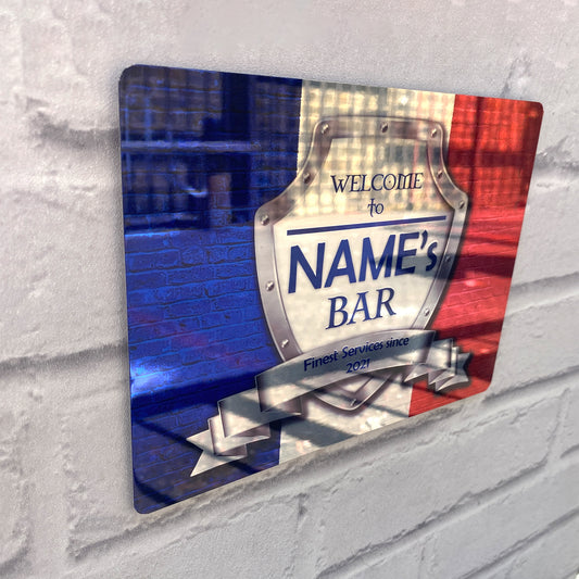 Personalised - France French Flag Metal Mirror Sign 